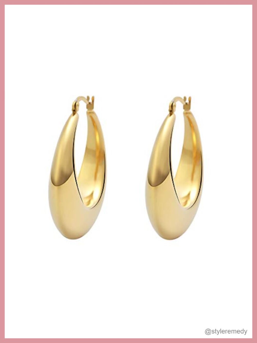 Chunky Thick Rounded Tube Hoop Earrings Stainless Steel Hypoallergenic 40mm